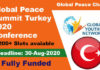 Global Peace Summit Turkey 2020 Conference (Fully Funded)