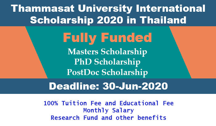 Thammasat University International Scholarship 2020 in Thailand