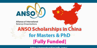 ANSO Scholarships in China 2022 for Masters & PhD [Fully Funded]
