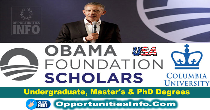 Obama Foundation Scholarships at Columbia University in USA