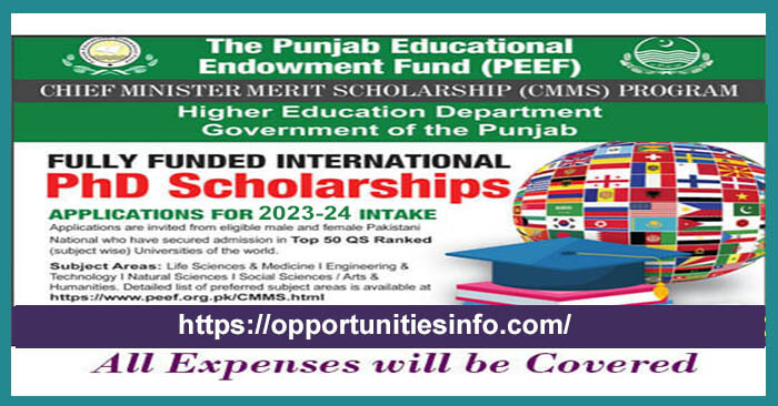 Chief Minister Merit Scholarships (CMMS) 2023 [Fully Funded] | Free Study Opportunities