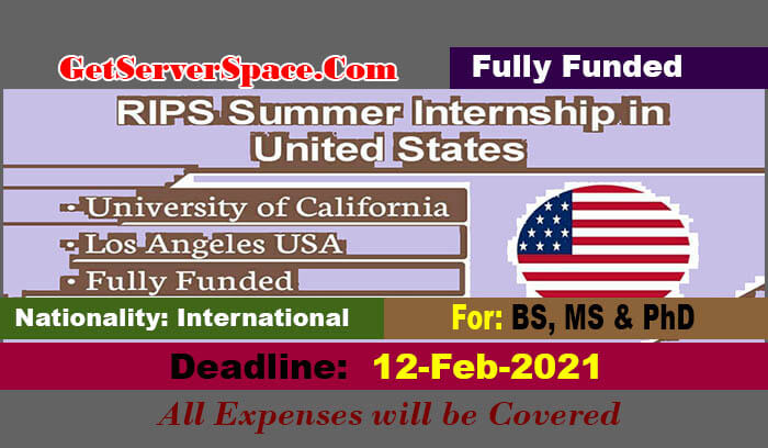 RIPS Summer Internship in United States 2021[Fully Funded]