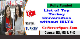 List of Top Turkey Universities without IELTS for International Students