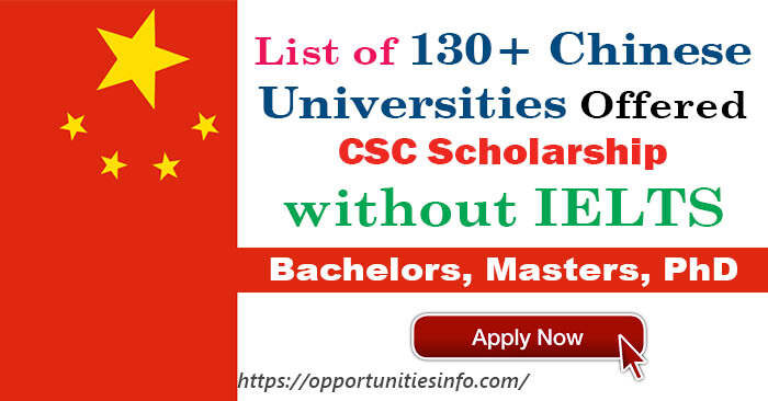 130+ Chinese Universities Scholarship without IELTS | Free Study in China