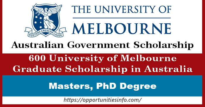 600 University of Melbourne Graduate Scholarship in Australia 2023 (Fully Funded)