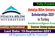 Antalya Bilim University Scholarships 2021 in Turkey Funded
