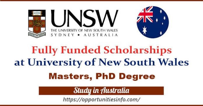 University of New South Wales Graduate Scholarship in Australia 2023 (Fully Funded)