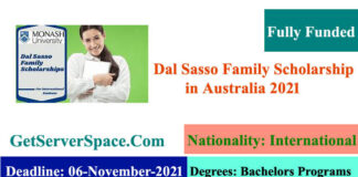Dal Sasso Family Fully Funded Scholarship in Australia 2021