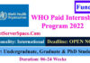 World Health Organization Paid Internship Program 2022