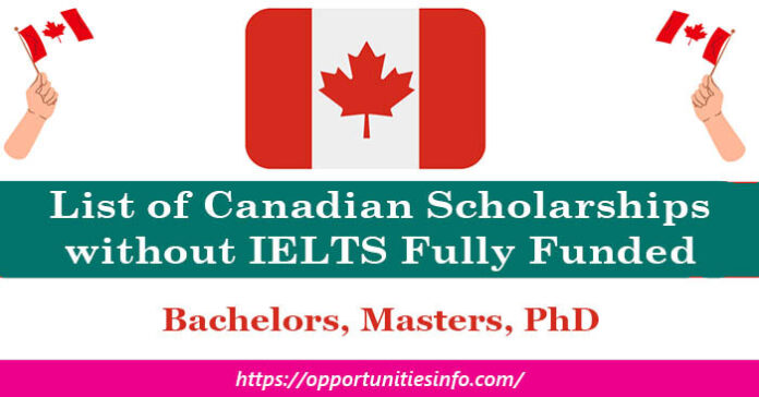 Canadian Scholarships without IELTS Fully Funded