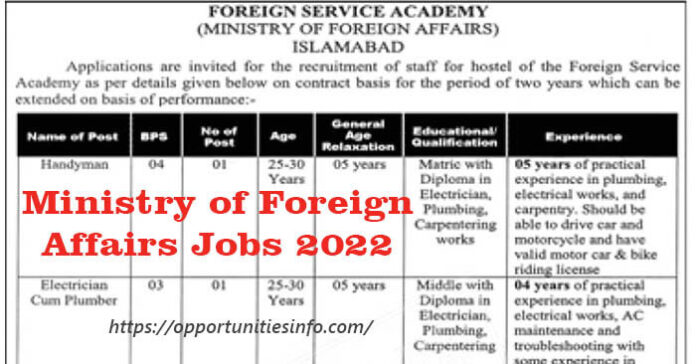 Ministry of Foreign Affairs Jobs 2022 MOFA Jobs Advertisement