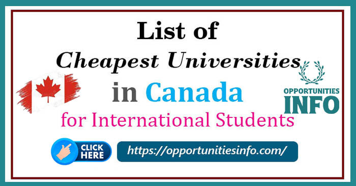 Cheapest Universities To Study in Canada For International Students