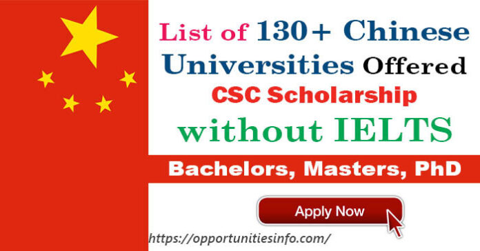 130+ Chinese Universities Scholarships without IELTS
