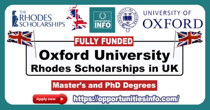 Oxford University Rhodes Scholarships in UK
